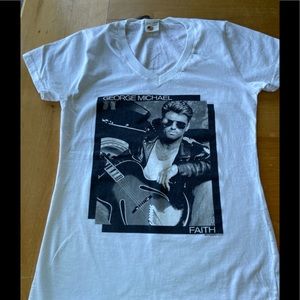 George Michael v-neck t-shirt white